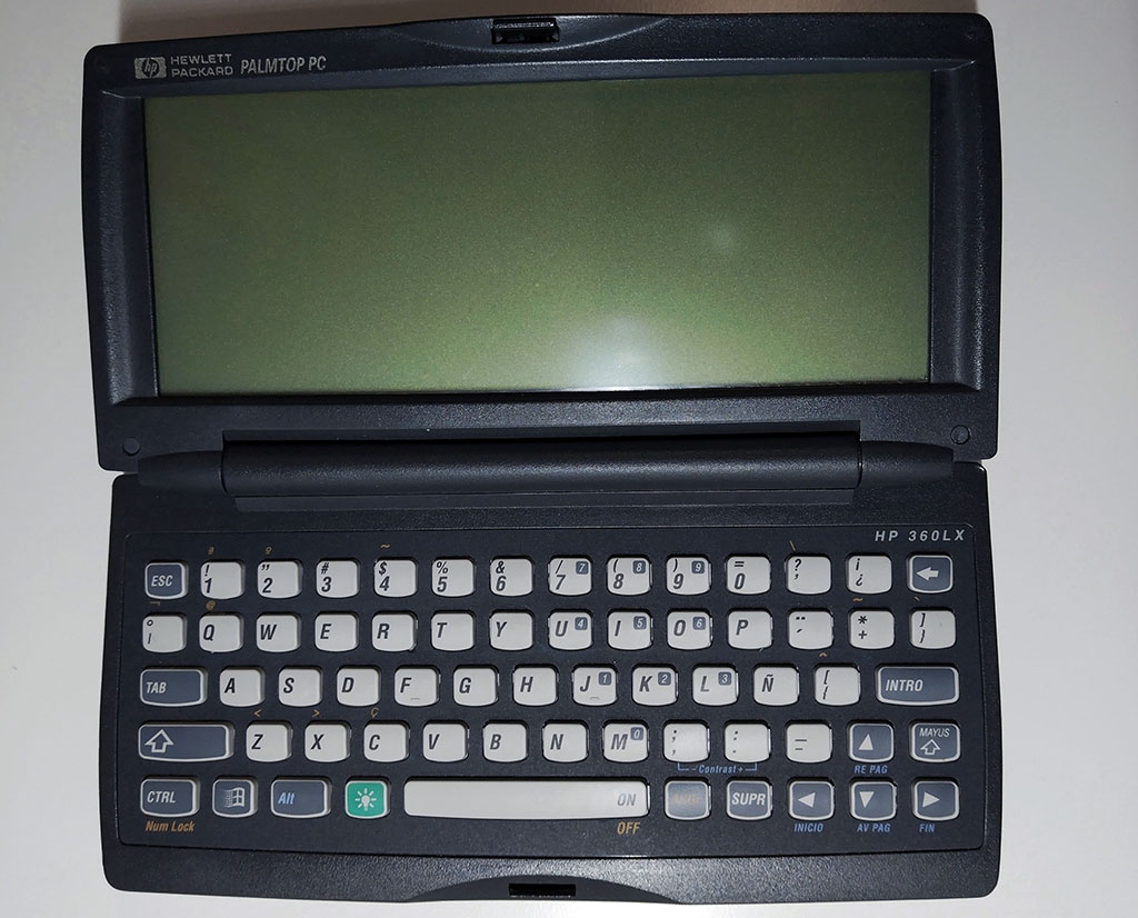 Photograph of a HP 360LX with the lid open